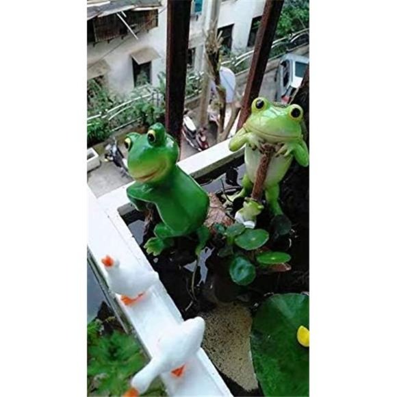 Set of 3 Cute Frog Figurines Hanging Animal Statue -Resin, Gardeing (3 frogs) - Picture 6 of 6